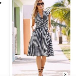 Boston Proper Black White Gingham Dress